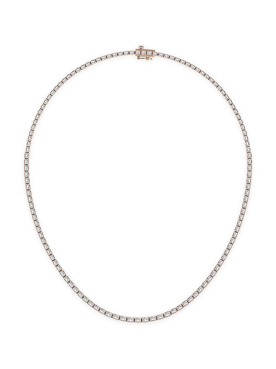 Womens 14K Rose Gold & Emerald-Cut Lab-Grown Diamond Tennis Necklace 10.00-22.00 TCW Product Image