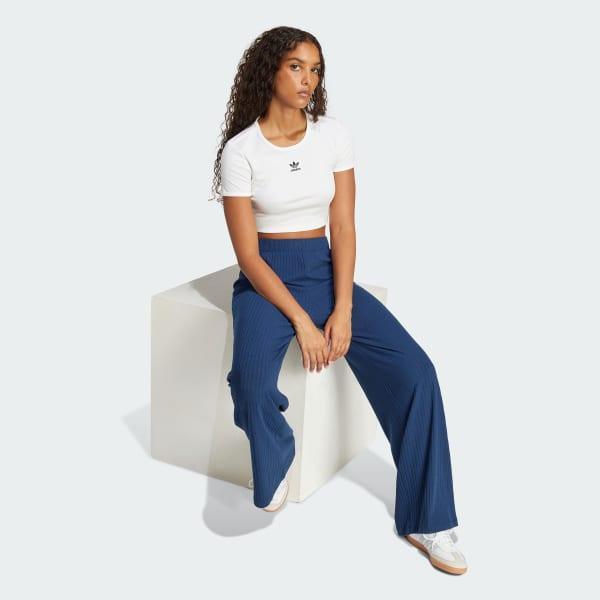 adidas Essentials Ribbed Tee White XS Womens Product Image