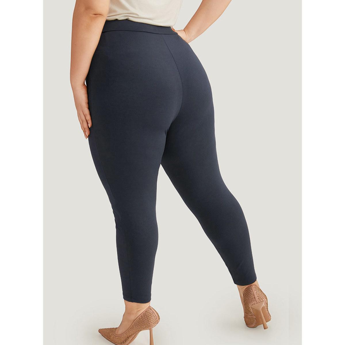 Plus Size Plain High Rise Skinny Pocket Pants Women Midnight Casual Skinny High Rise Dailywear Pants BloomChic 12/L Product Image