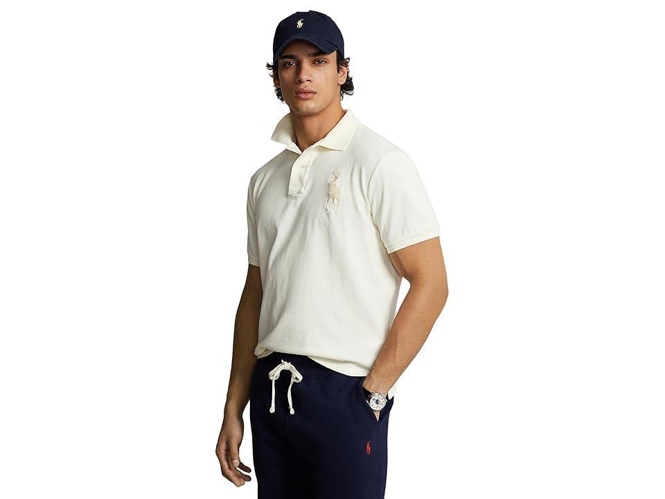Polo Ralph Lauren Custom Slim Fit Big Pony Mesh Polo Shirt (Clubhouse Cream) Men's Clothing Product Image