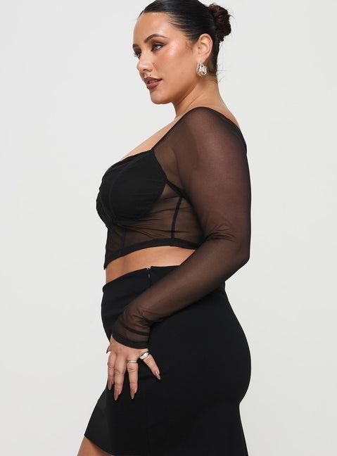 Karley Low Waist Mini Skirt Black Curve Product Image