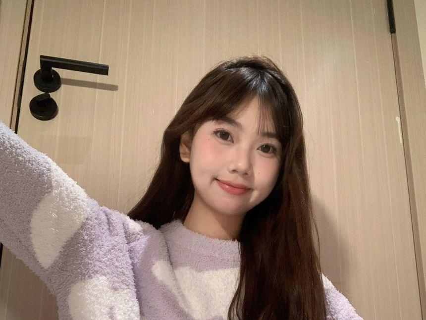 Pajama Set: Crewneck Cloud Jacquard Sweater + Pants Product Image