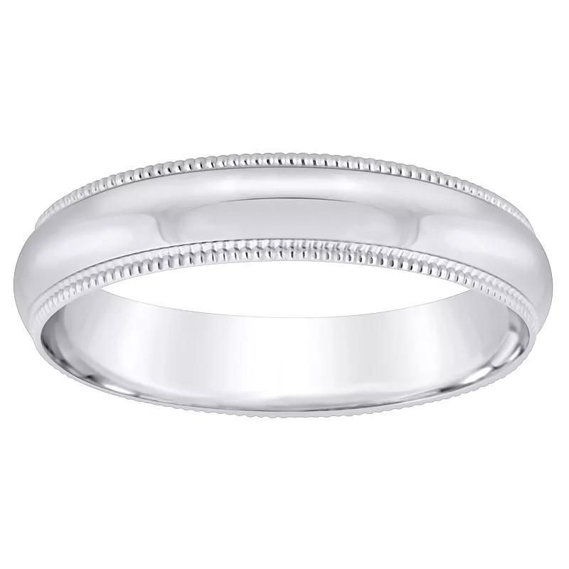 Alyson Layne Men's Platinum Milgrain Wedding Band, Size: 8.50, White Product Image