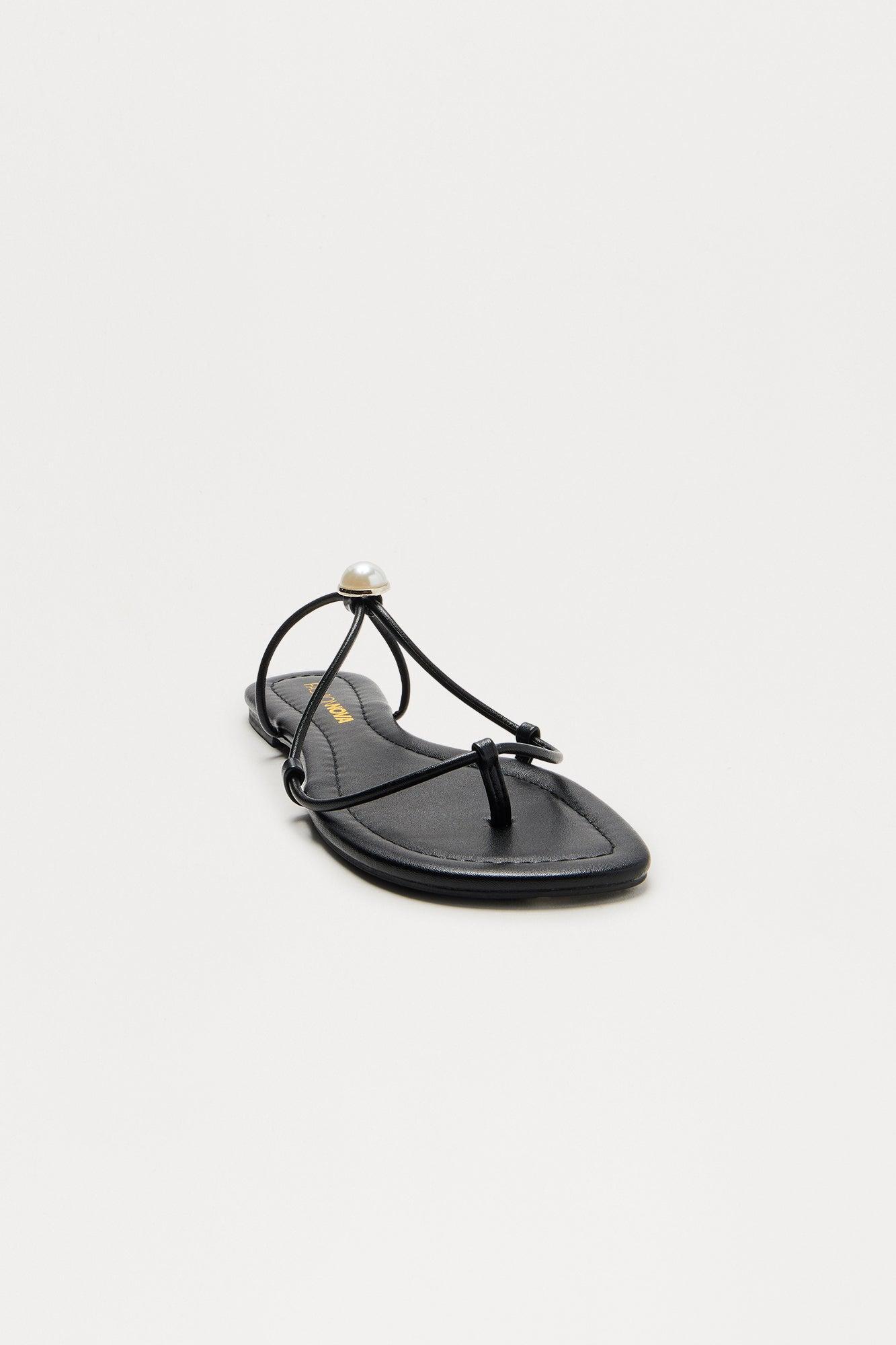 Yeva Pearl Sandals - Black Product Image