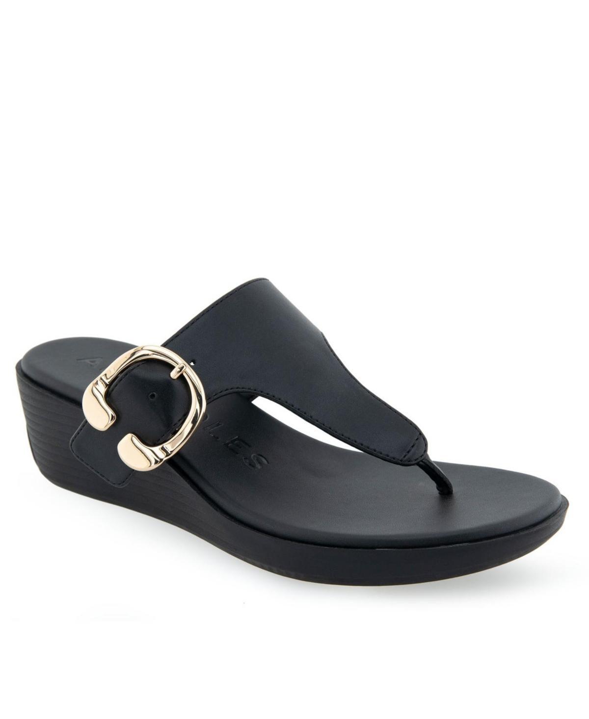 Aerosoles Izola Women's Wedge Sandals, Size: 7.5, Black Pu Product Image