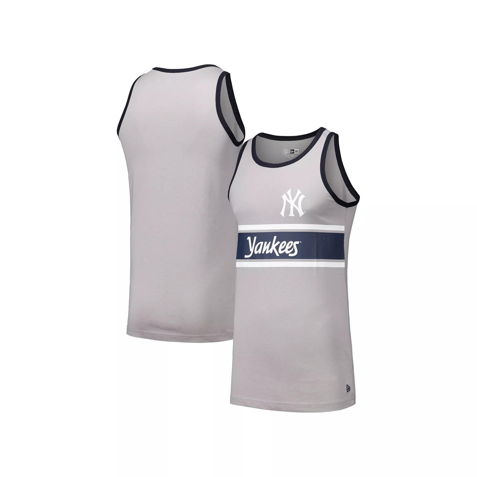 Men's New Era Gray New York Yankees Jersey Ringer Tank Top, Size: Medium, Grey Product Image