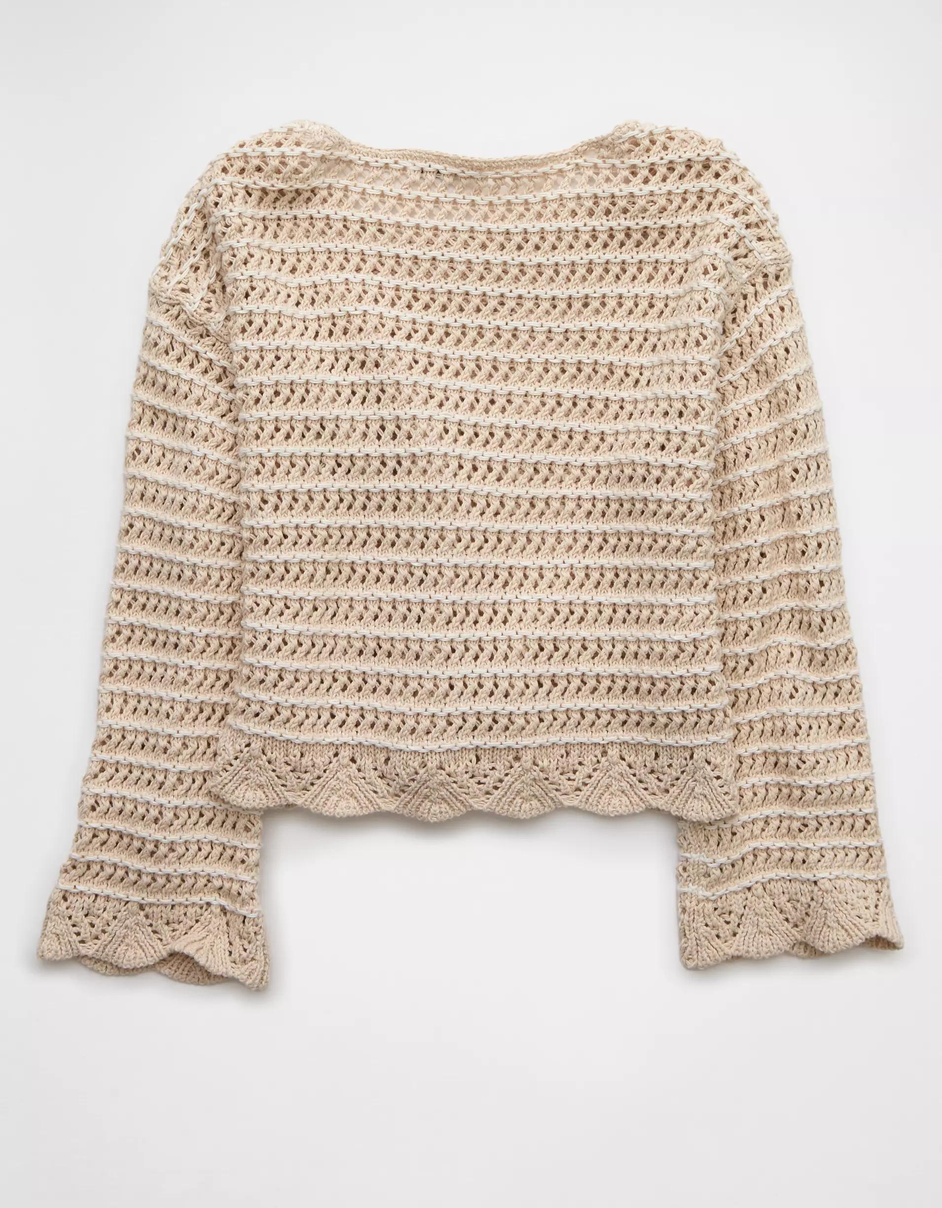 AE Ballet Neck Open Knit Sweater Product Image