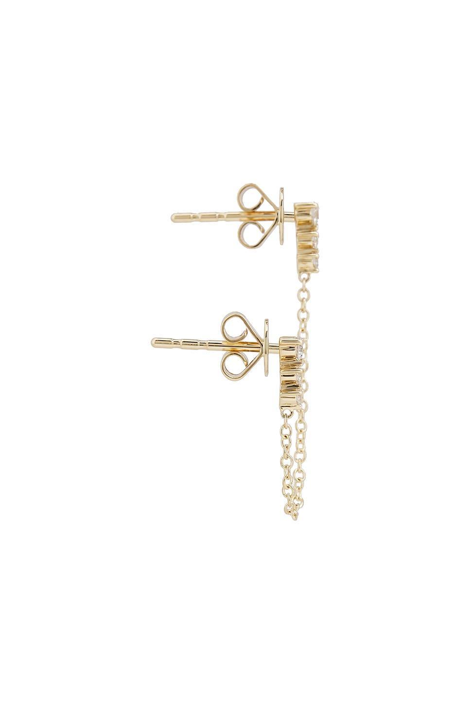 Graduated Diamond Double Chain Stud Earring EF COLLECTION Product Image