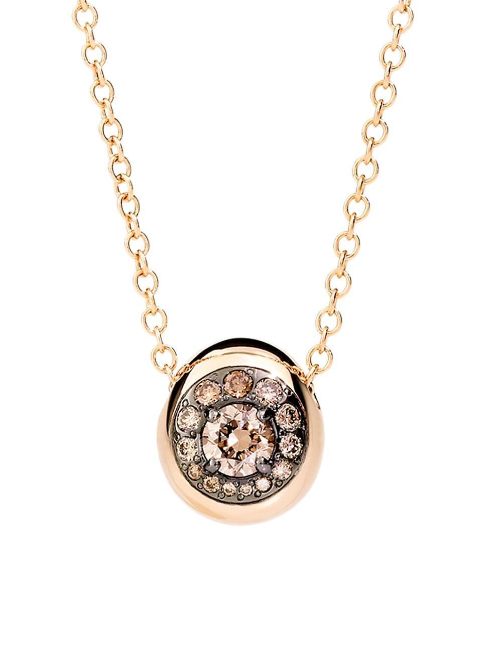 Womens Nuvola 18K Rose Gold & Brown Diamond Round Pendant Necklace Product Image