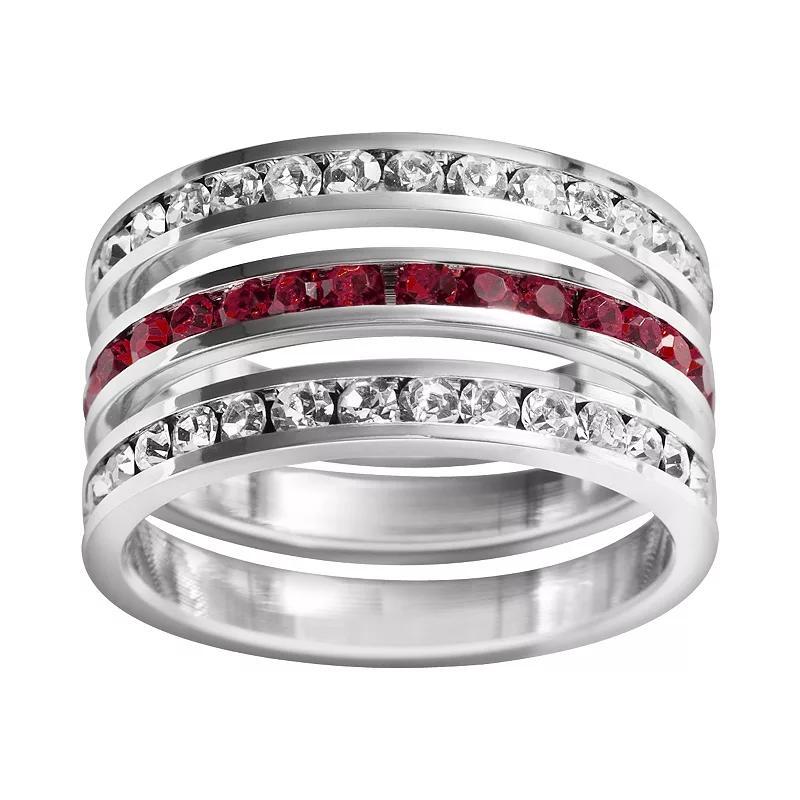 Traditions Jewelry Company Sterling Silver Crystal Eternity Ring Set, Womens White Blue Product Image