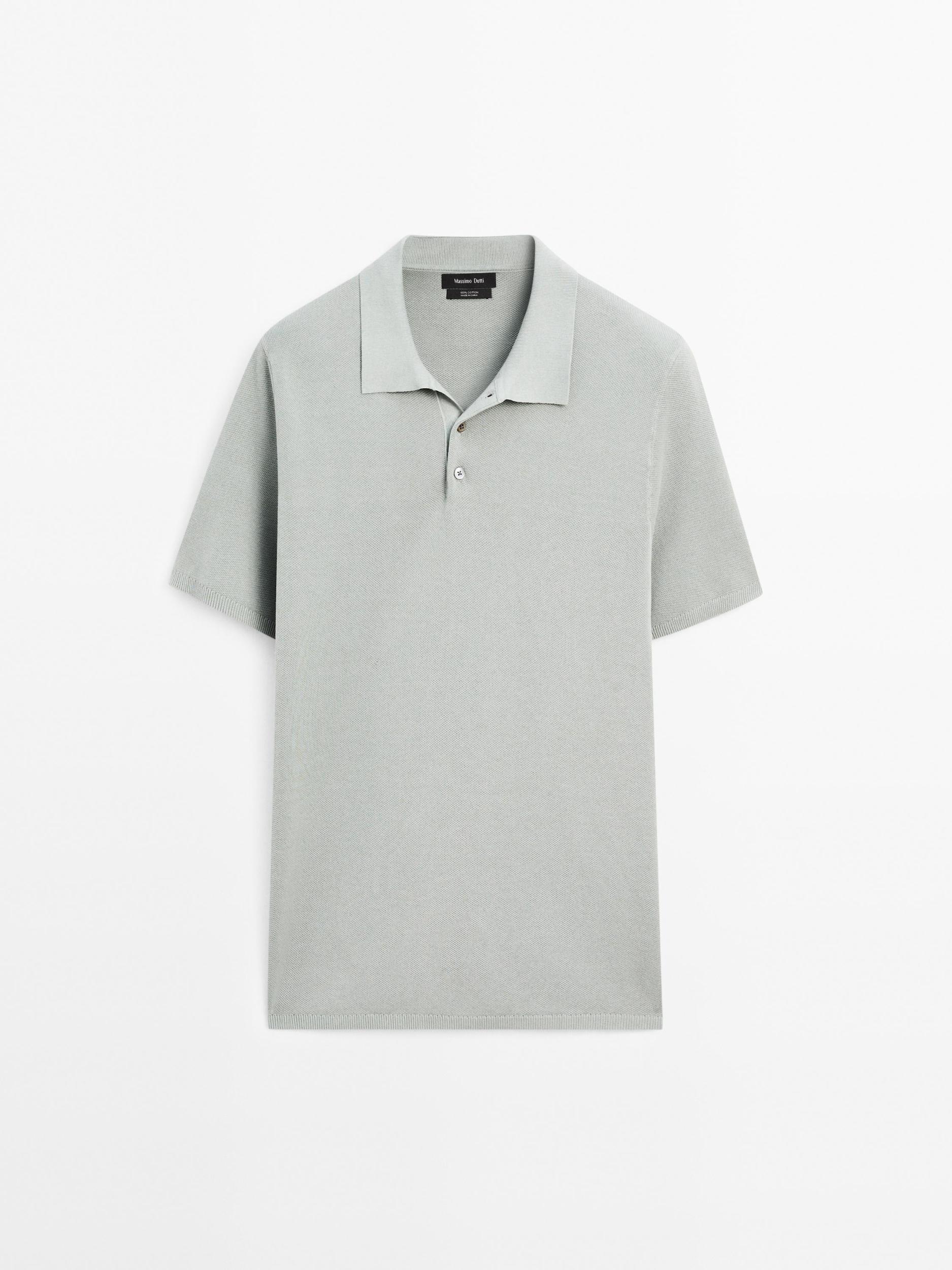 100% cotton textured knit polo shirt Product Image