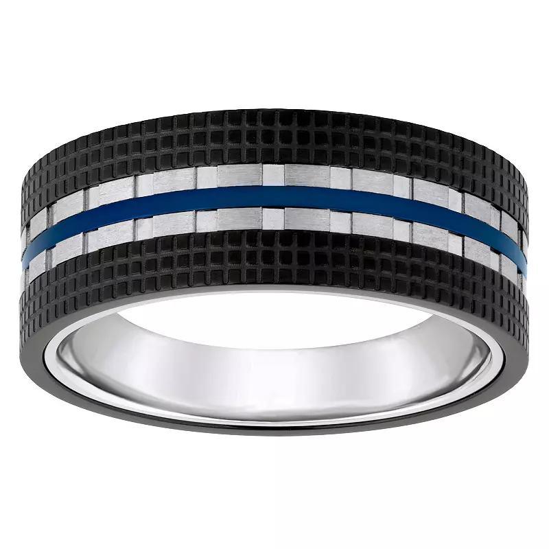 Blue & Black Ion-Plated Stainless Steel Men's Wedding Band, Size: 11, Tone Product Image