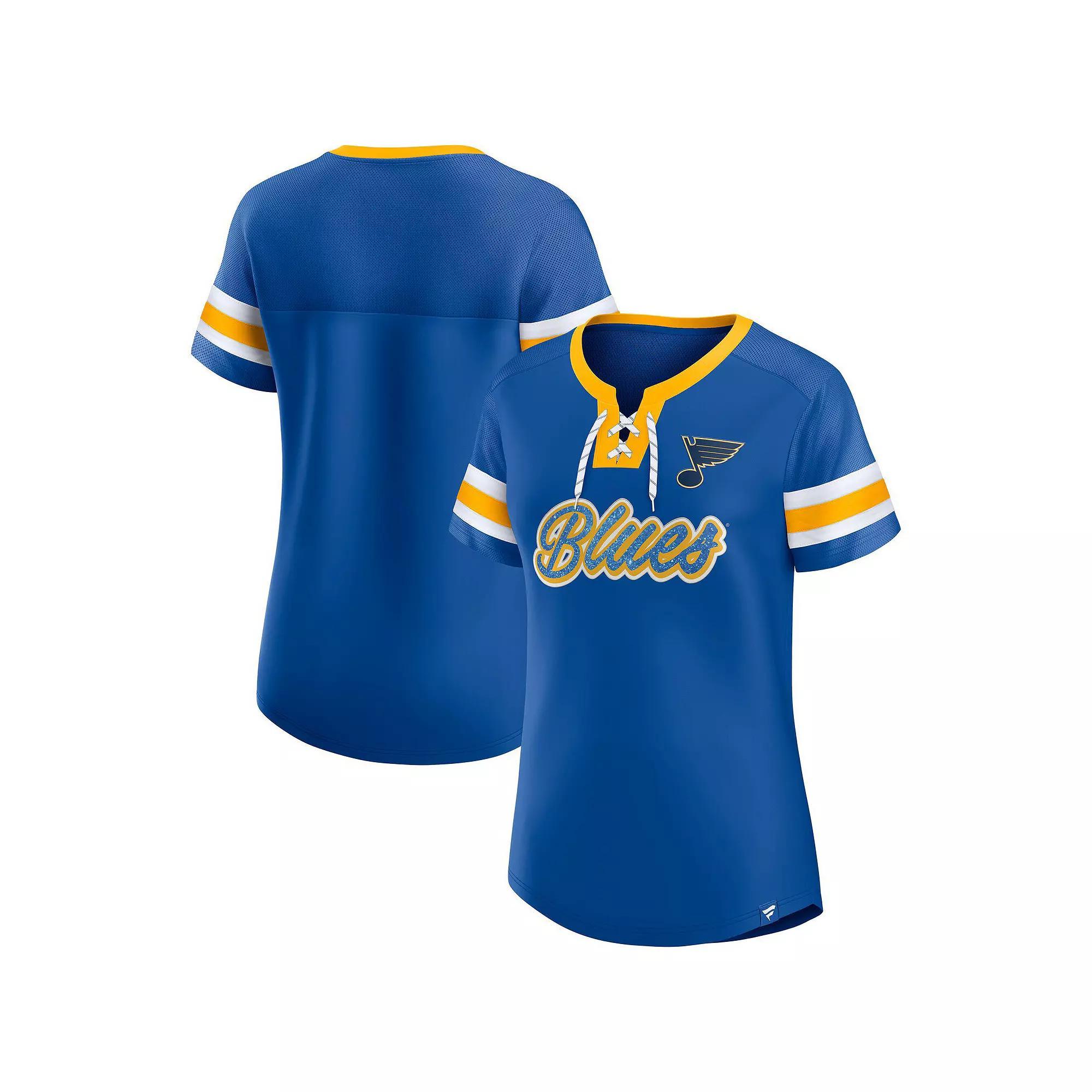Women's Fanatics Blue St. Louis Blues Iconic Athena Lace-Up T-Shirt, Size: Small Product Image