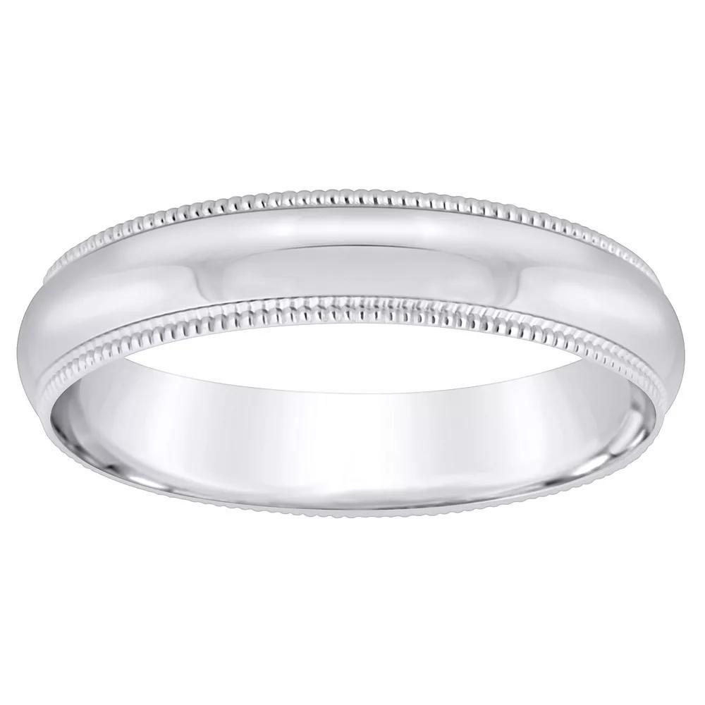 Alyson Layne Men's Platinum Milgrain Wedding Band, Size: 8.50, White Product Image