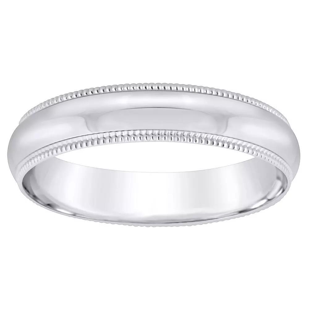 Alyson Layne Men's Platinum Milgrain Wedding Band, Size: 8.50, White Product Image