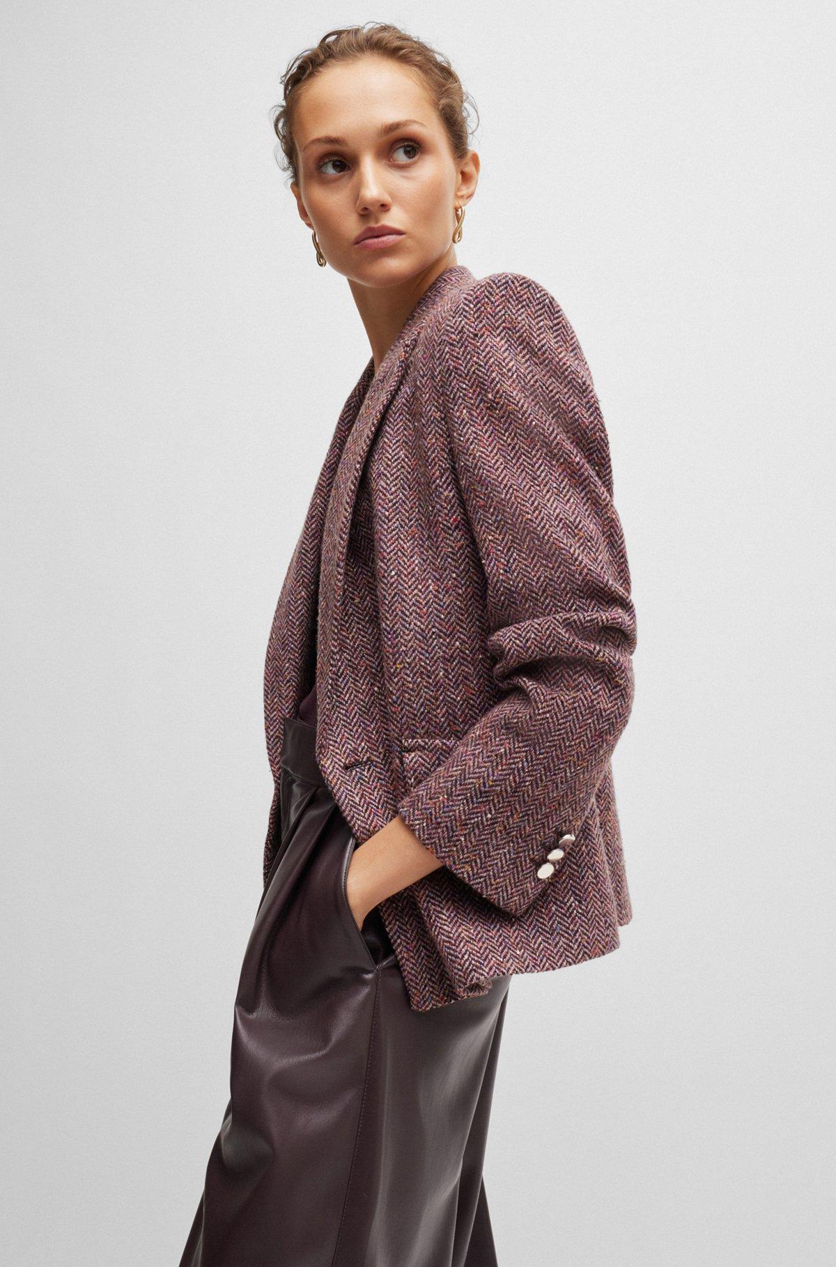 Regular-fit jacket in herringbone tweed blended with silk Product Image