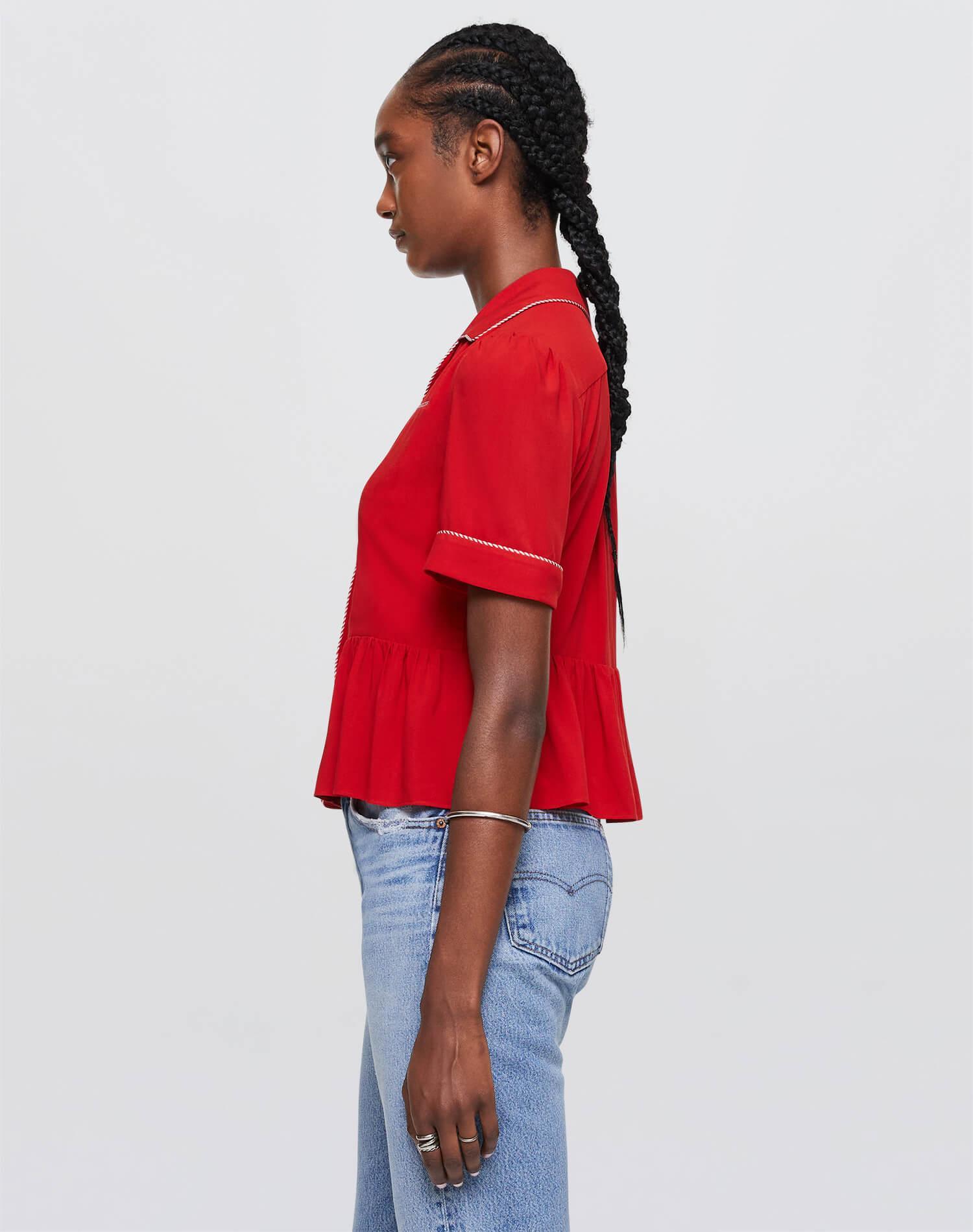 Micro Bowling Shirt - Fire Female Product Image