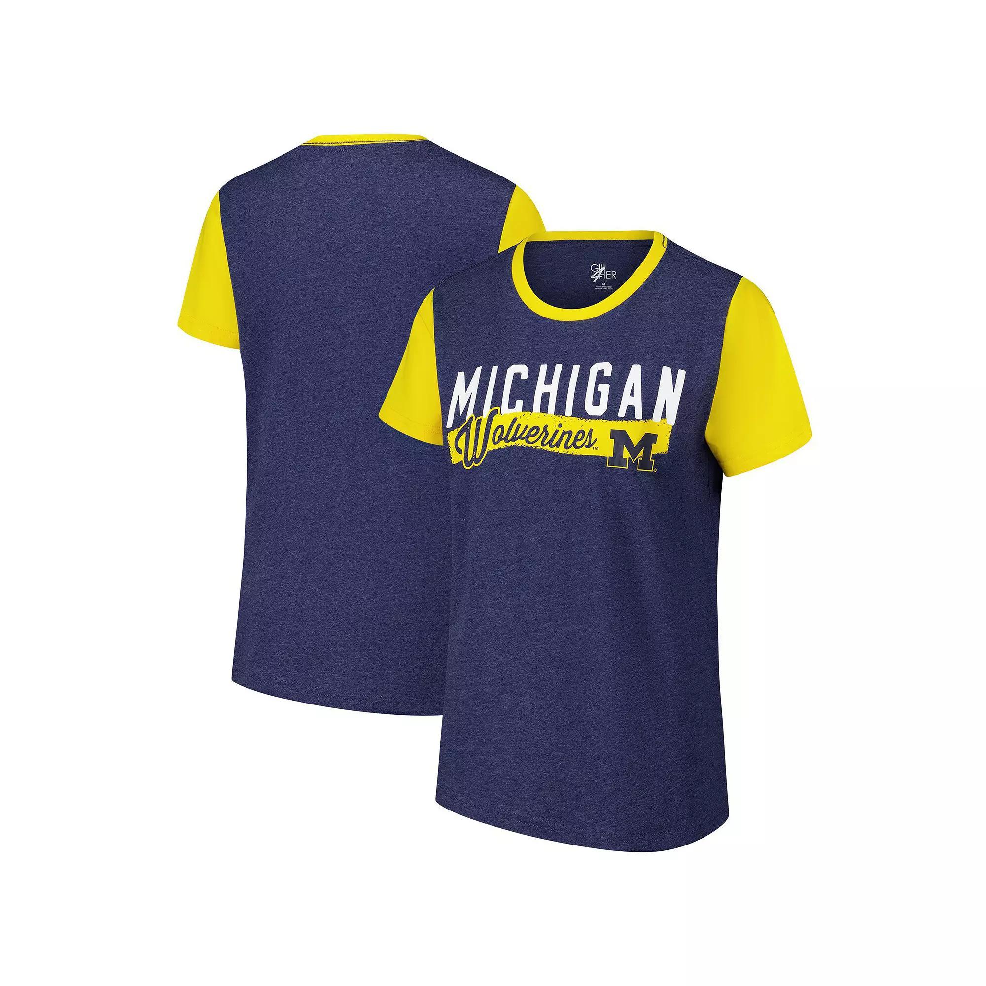 Women's G-III 4Her by Carl Banks Navy Michigan Wolverines Racer Crewneck Ringer T-Shirt, Size: Medium, Blue Product Image
