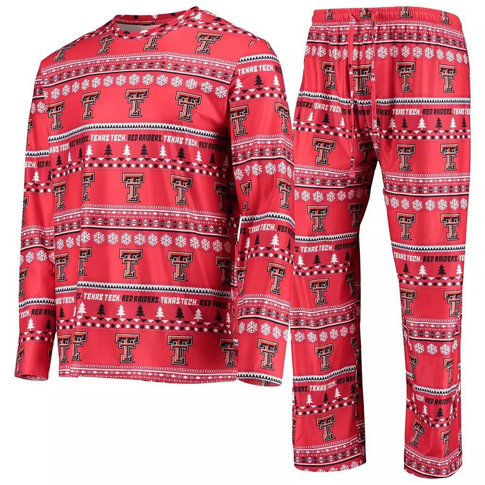 Men's Concepts Sport Red Texas Tech Red Raiders Ugly Sweater Long Sleeve T-Shirt and Pants Sleep Set, Size: 2XL Product Image