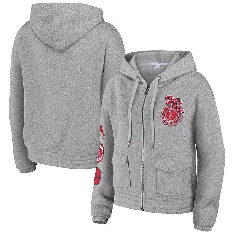 Women's WEAR by Erin Andrews Heather Gray Pittsburgh Steelers Full-Zip Hoodie, Size: Medium, Grey Product Image