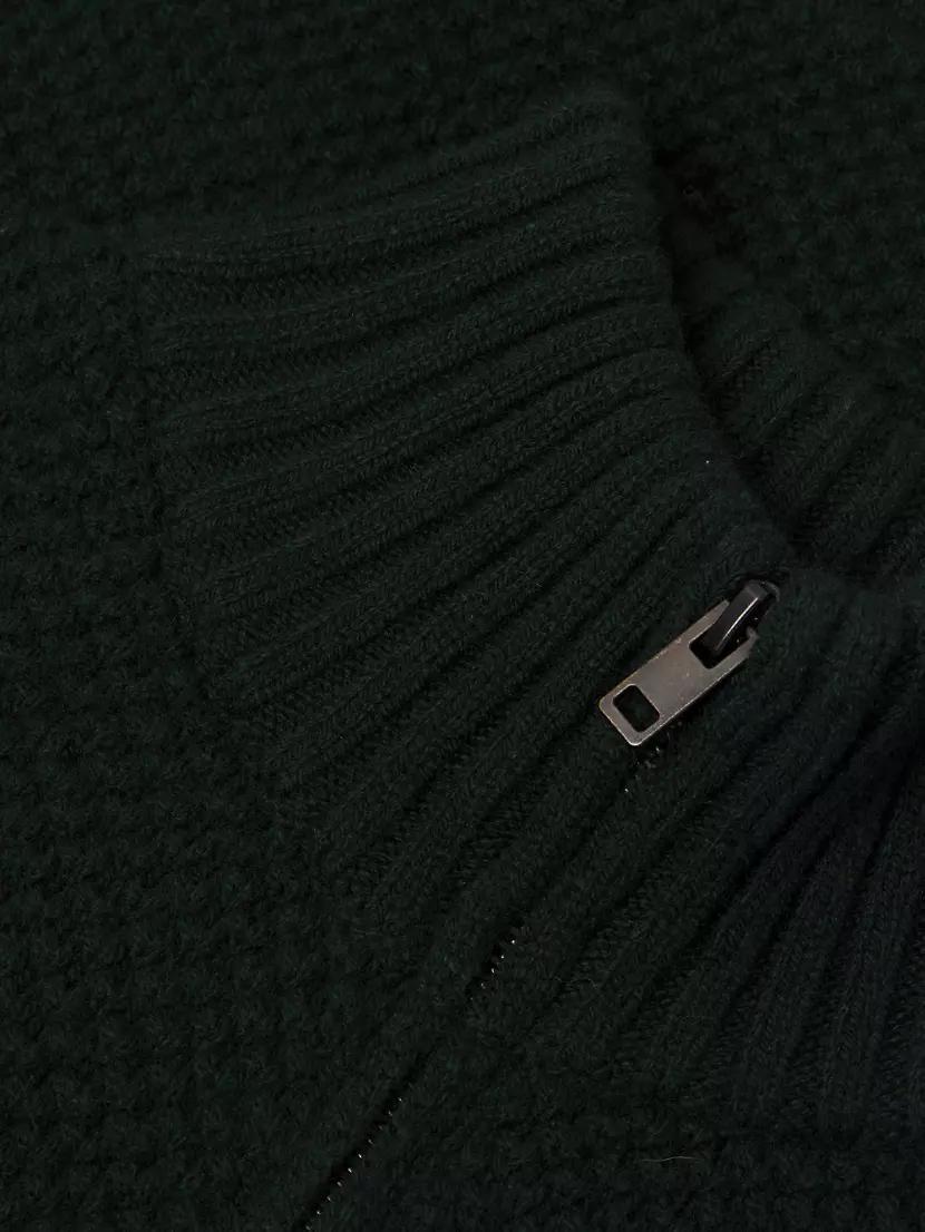 Wool Piqué Zip-Front Cardigan Product Image