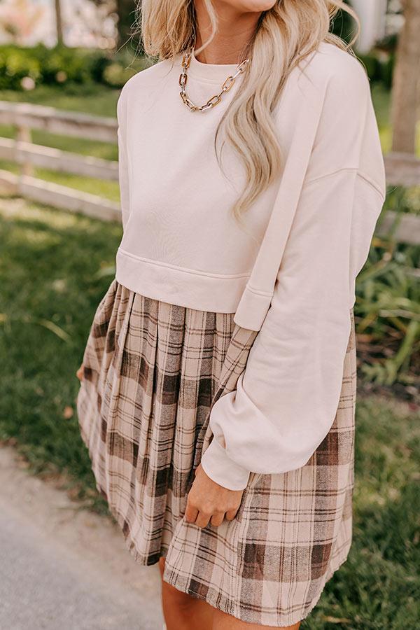 Fall Festivities Plaid Mini Dress in French Vanilla Product Image