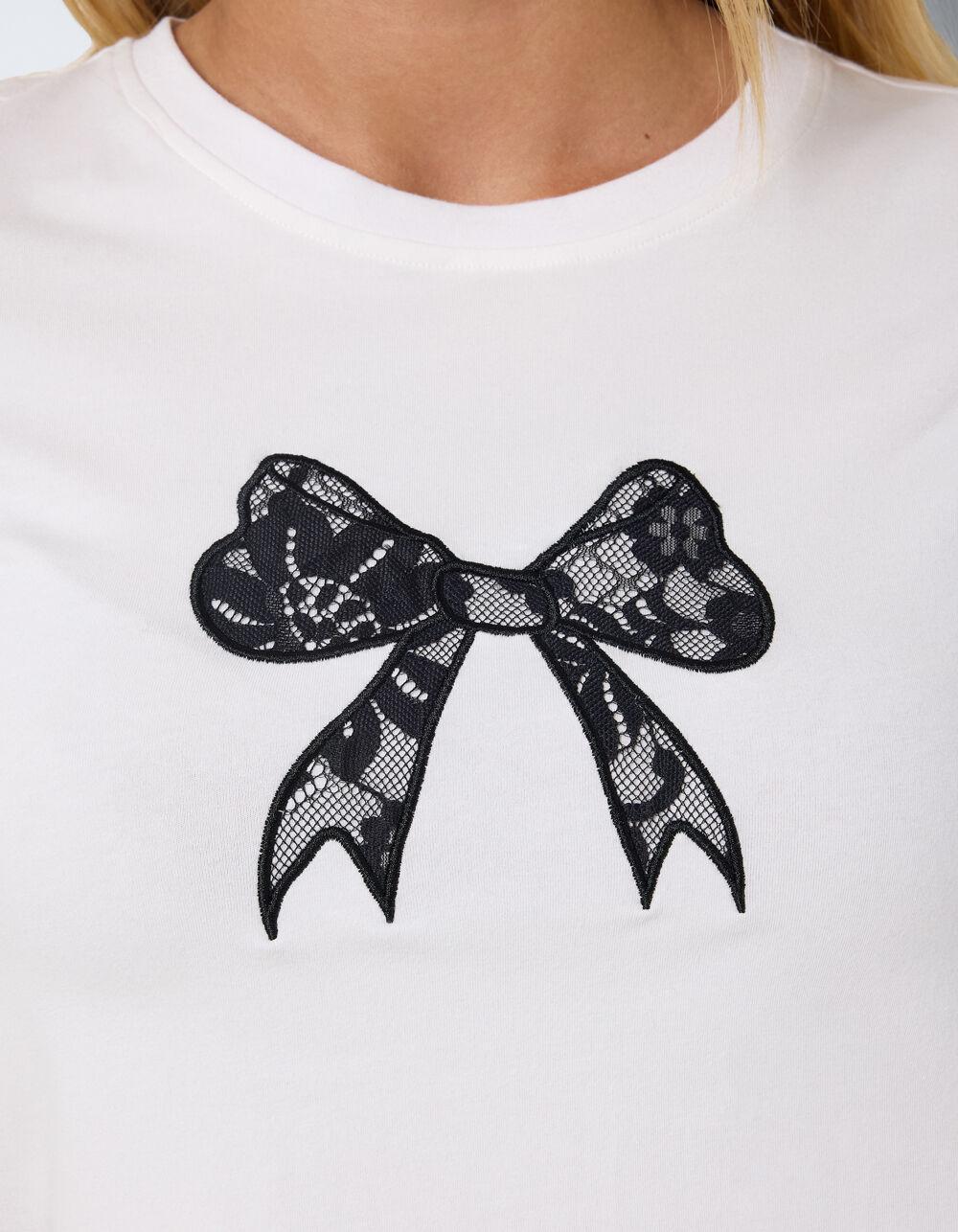 NOISY MAY Tilly Lace Bow Womens Tee - WHITE Product Image