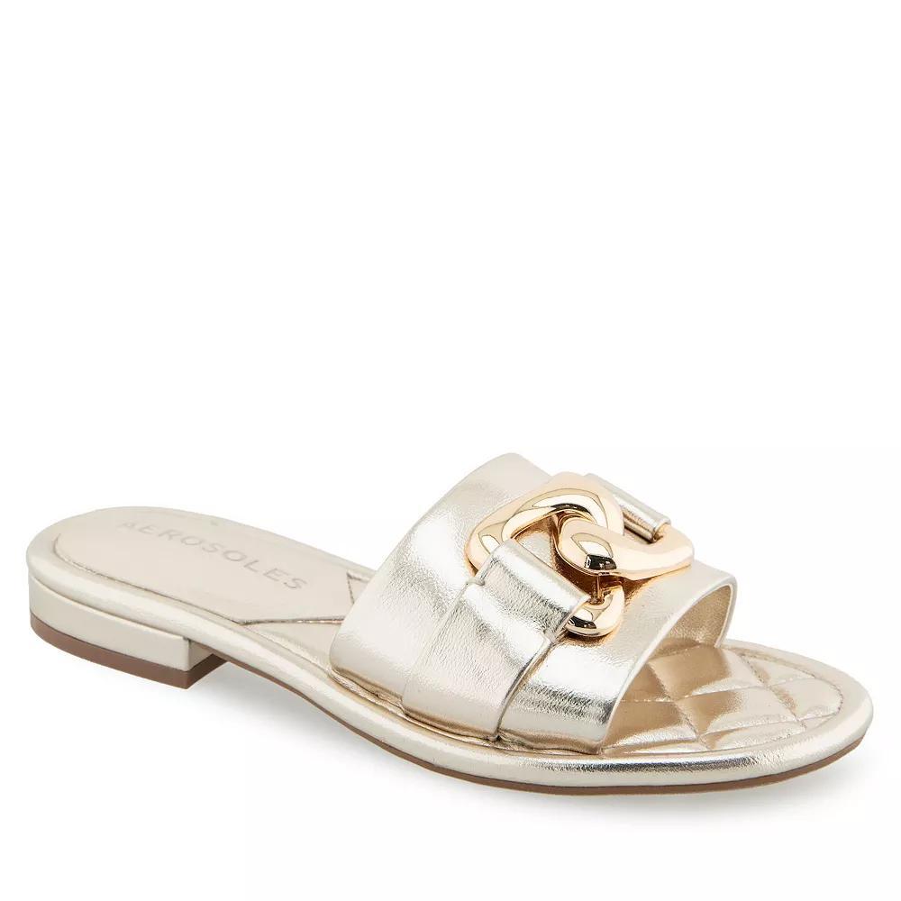Aerosoles Big Charm Women's Flat Sandals, Size: 7 Medium, Gold Grey Product Image