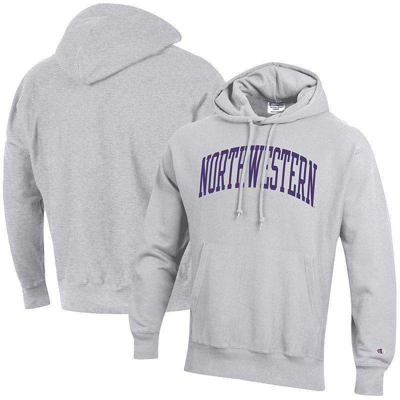 Mens Champion Heathered Gray Northwestern Wildcats Team Arch Reverse Weave Pullover Hoodie Product Image