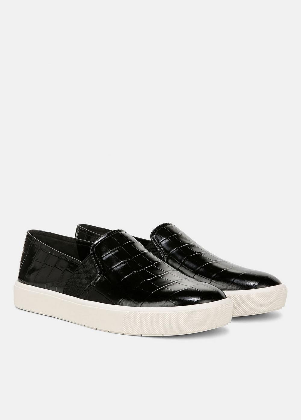 Womens Blair Croc-Embossed Leather Sneaker, Black, Size 9 Vince Product Image
