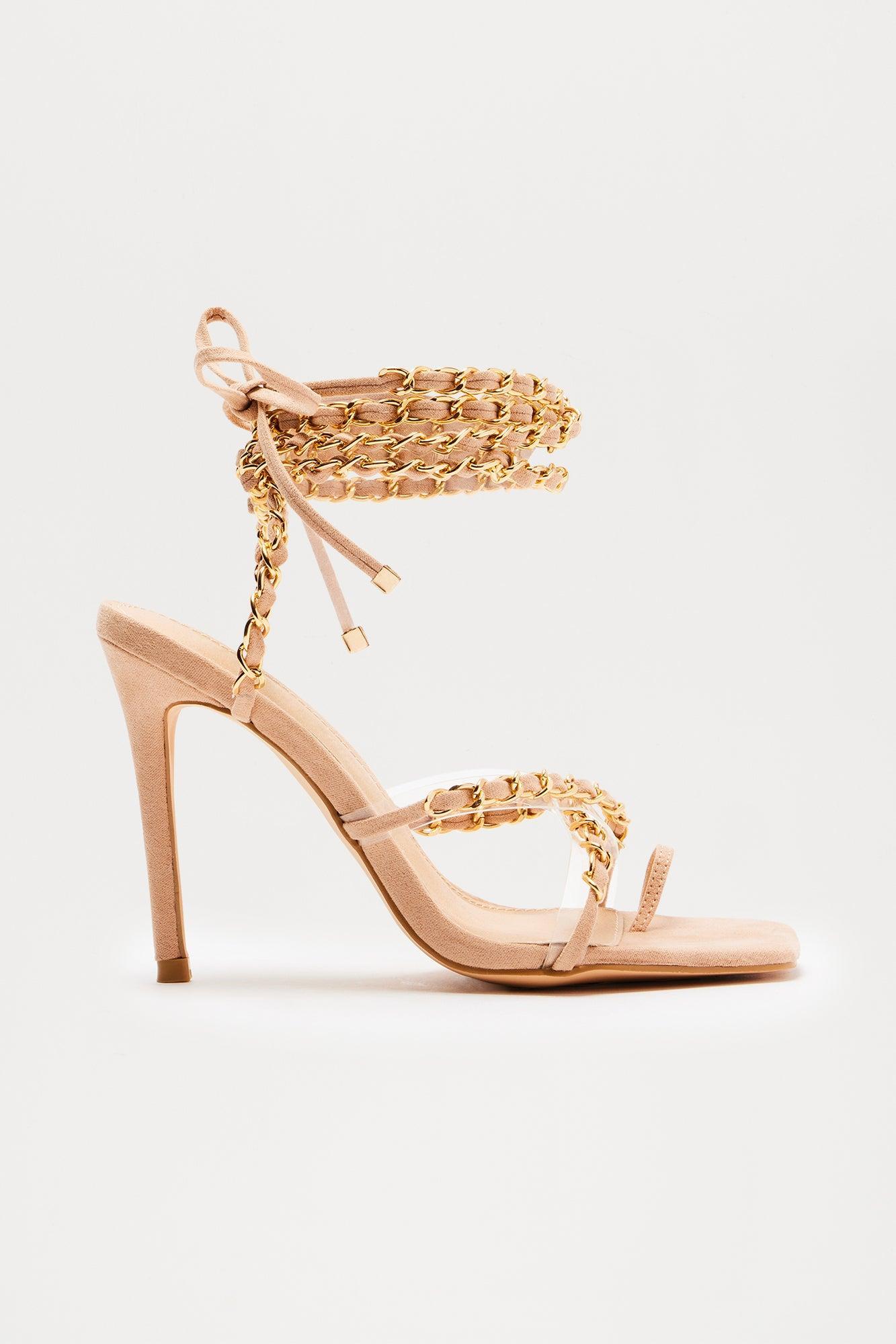Hanson Chain Wrap Up Heels - Camel Product Image