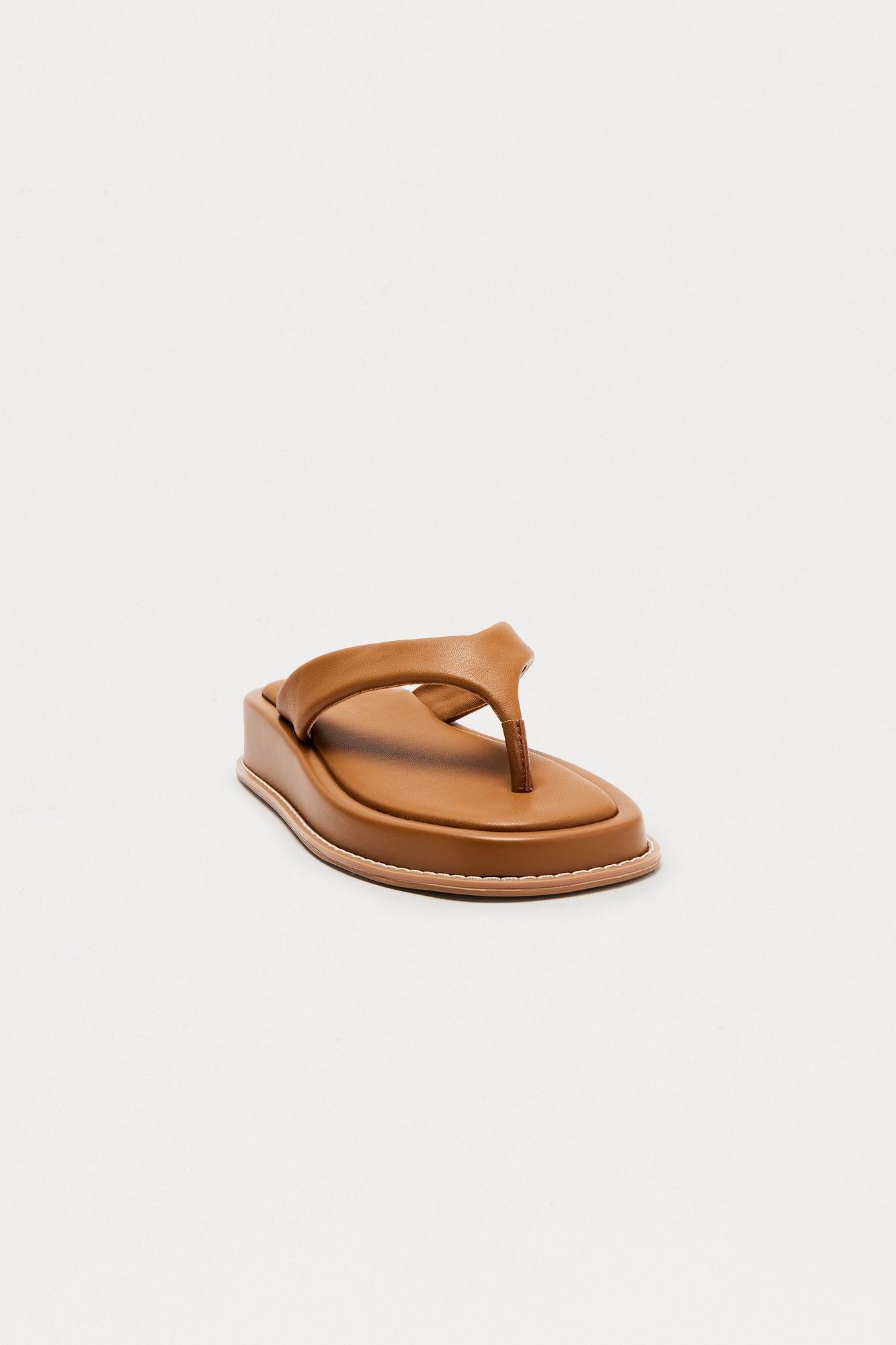 Unwind Faux Leather Flip Flops - Brown Product Image