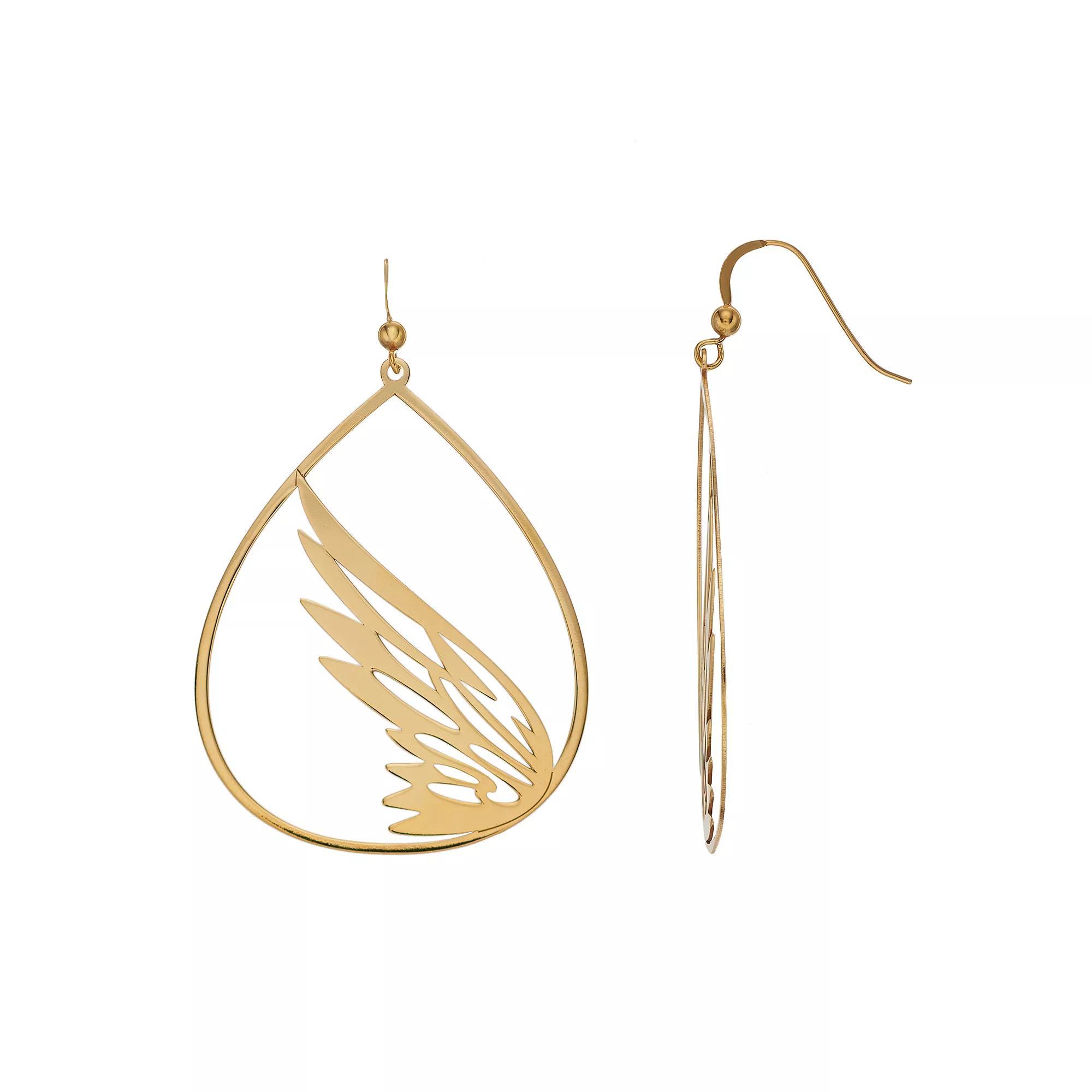 AMORE by SIMONE I. SMITH 18k Gold Over Silver Openwork Teardrop Wing Earrings, Women's, Gold Tone Product Image