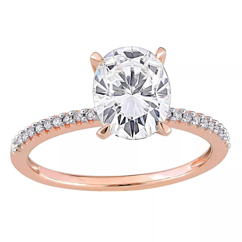 Stella Grace 14k Rose Gold 2 Carat T.W. Lab-Created Moissanite & 1/10 Carat T.W. Diamond Engagement Ring, Women's, Size: 4.50 Product Image
