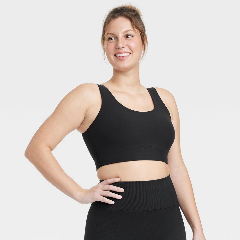 Womens Everyday Soft Medium Support Longline Sports Bra - All In Motion Black XXL: Moisture Wicking, Quick Drying Product Image