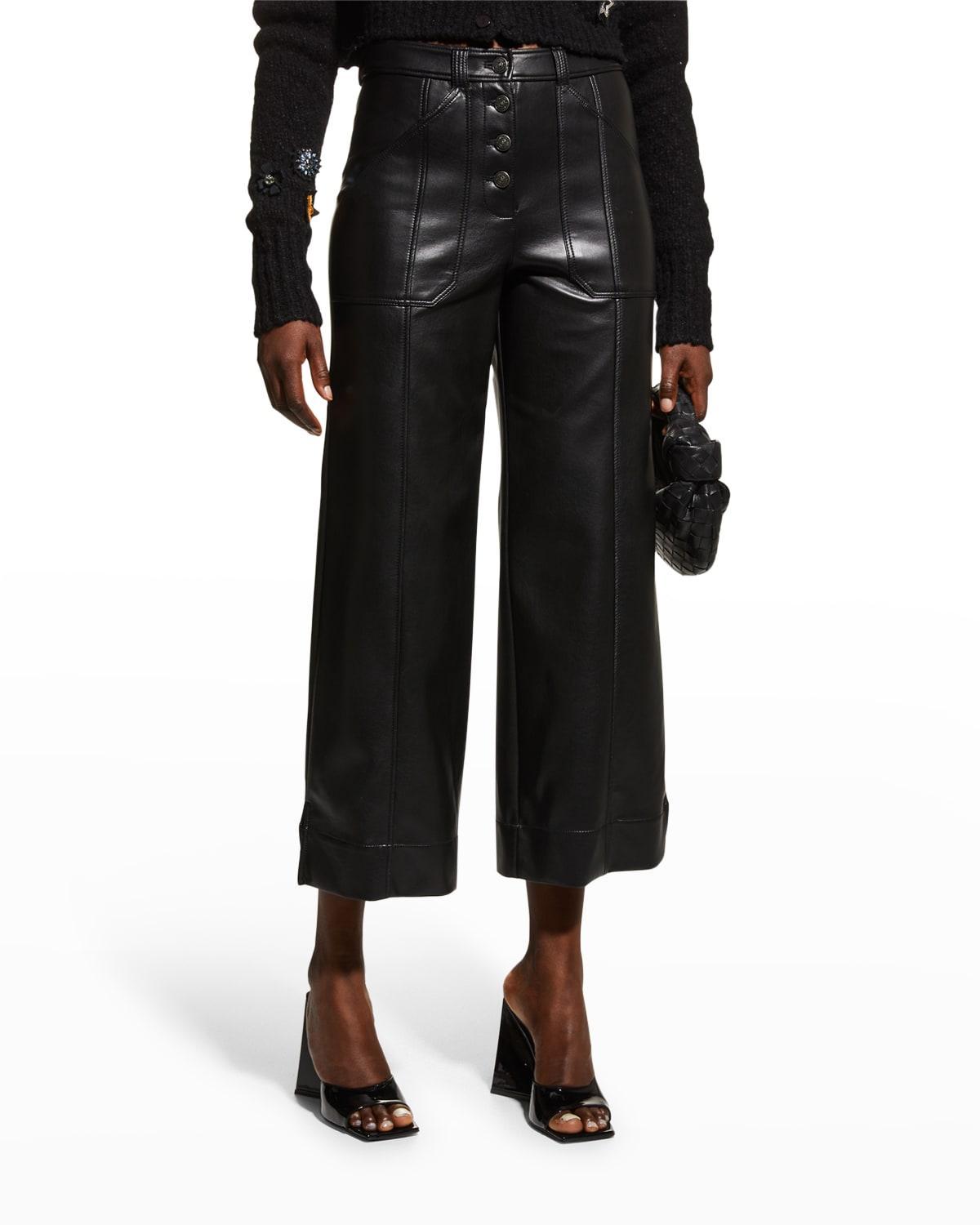 Benji Cropped Wide-Leg Faux-Leather Pants Product Image