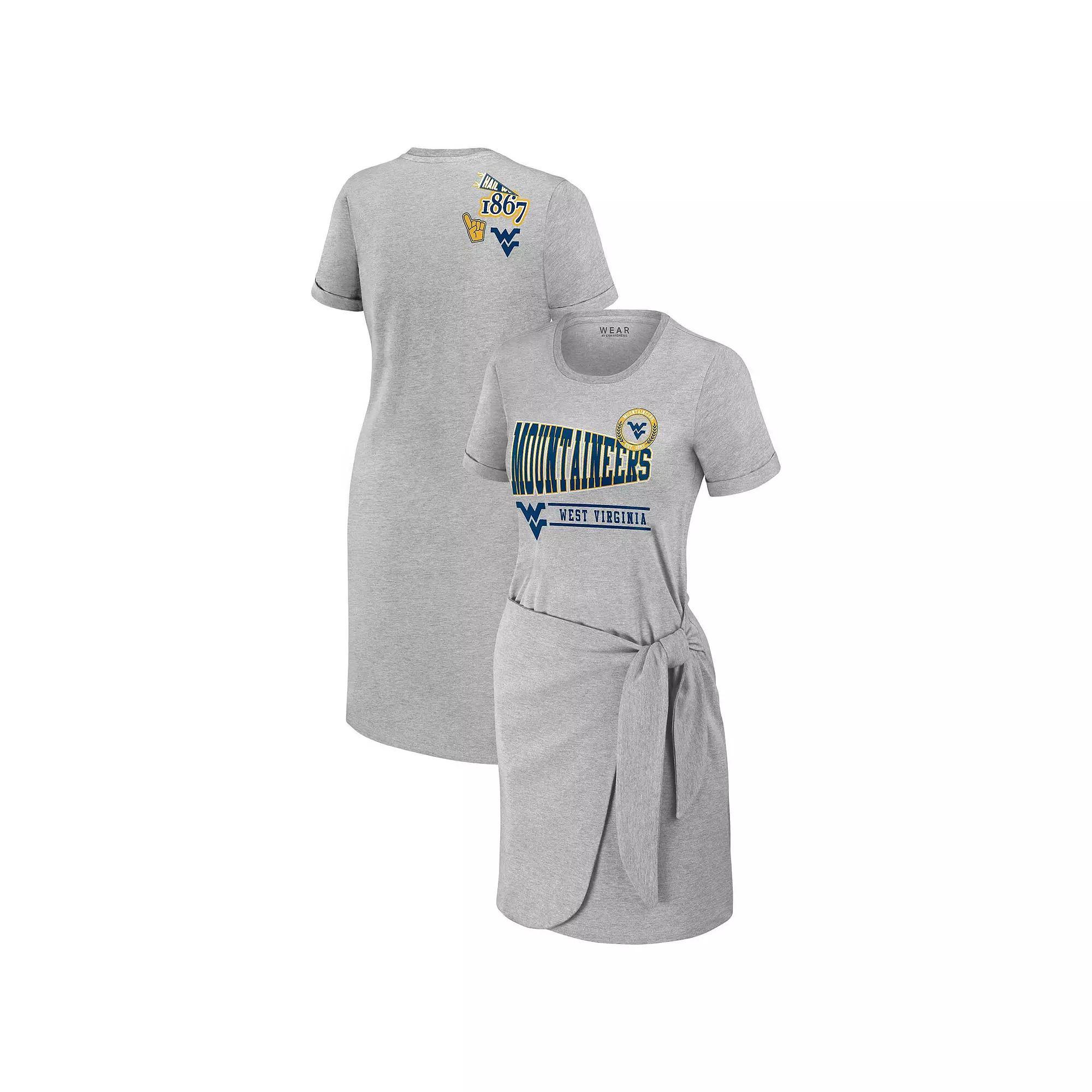 Women's WEAR by Erin Andrews Heather Gray West Virginia Mountaineers Knotted T-Shirt Dress, Size: Medium, Grey Product Image