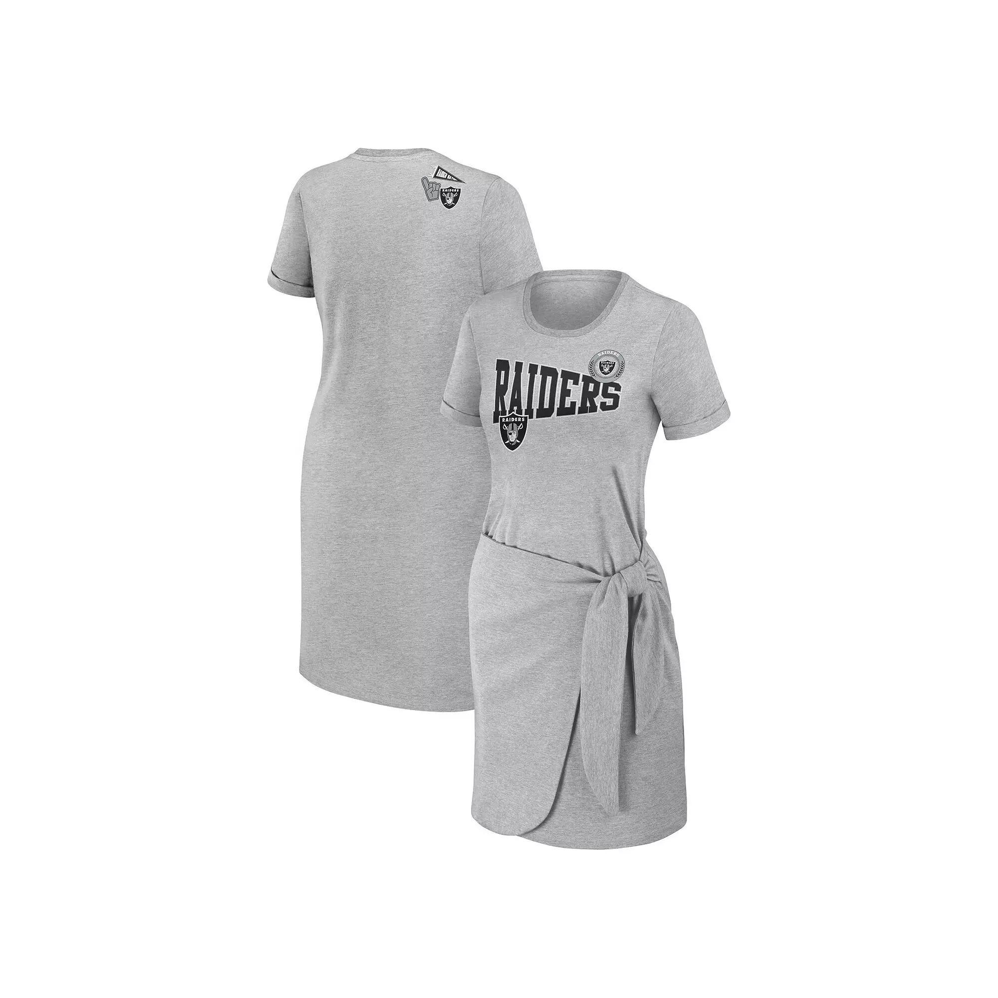 Women's WEAR by Erin Andrews Heather Gray Las Vegas Raiders  Knotted T-Shirt Dress, Size: XL, Lvr Grey Product Image