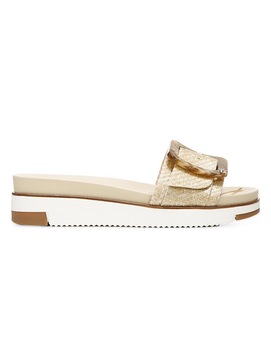 Sam Edelman Ariane Raffia Tortoise Buckle Detail Platform Slides Product Image