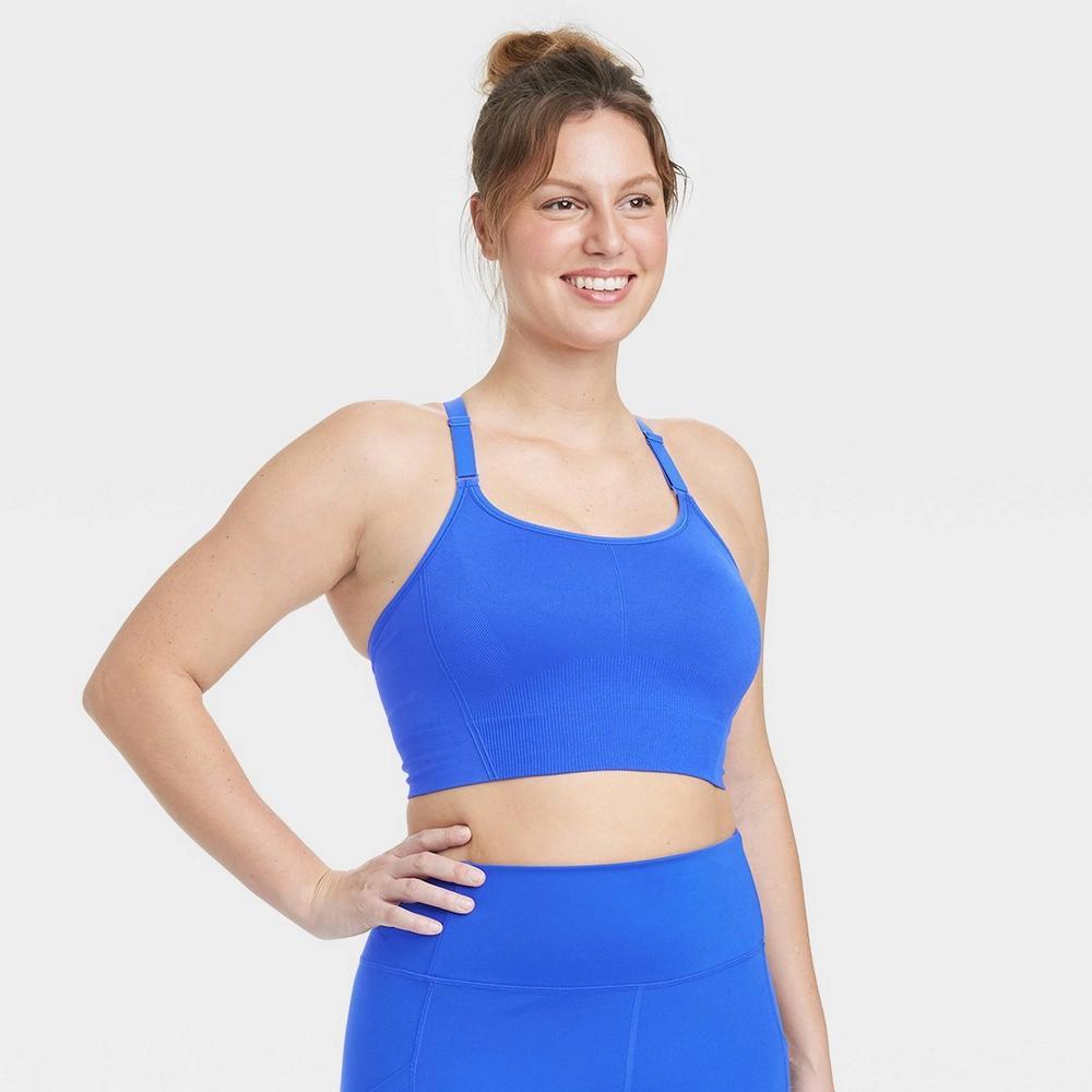 Womens Seamless Medium Support Cami Sports Bra - All In Motion Black S: Racerback, Removable Padding Product Image