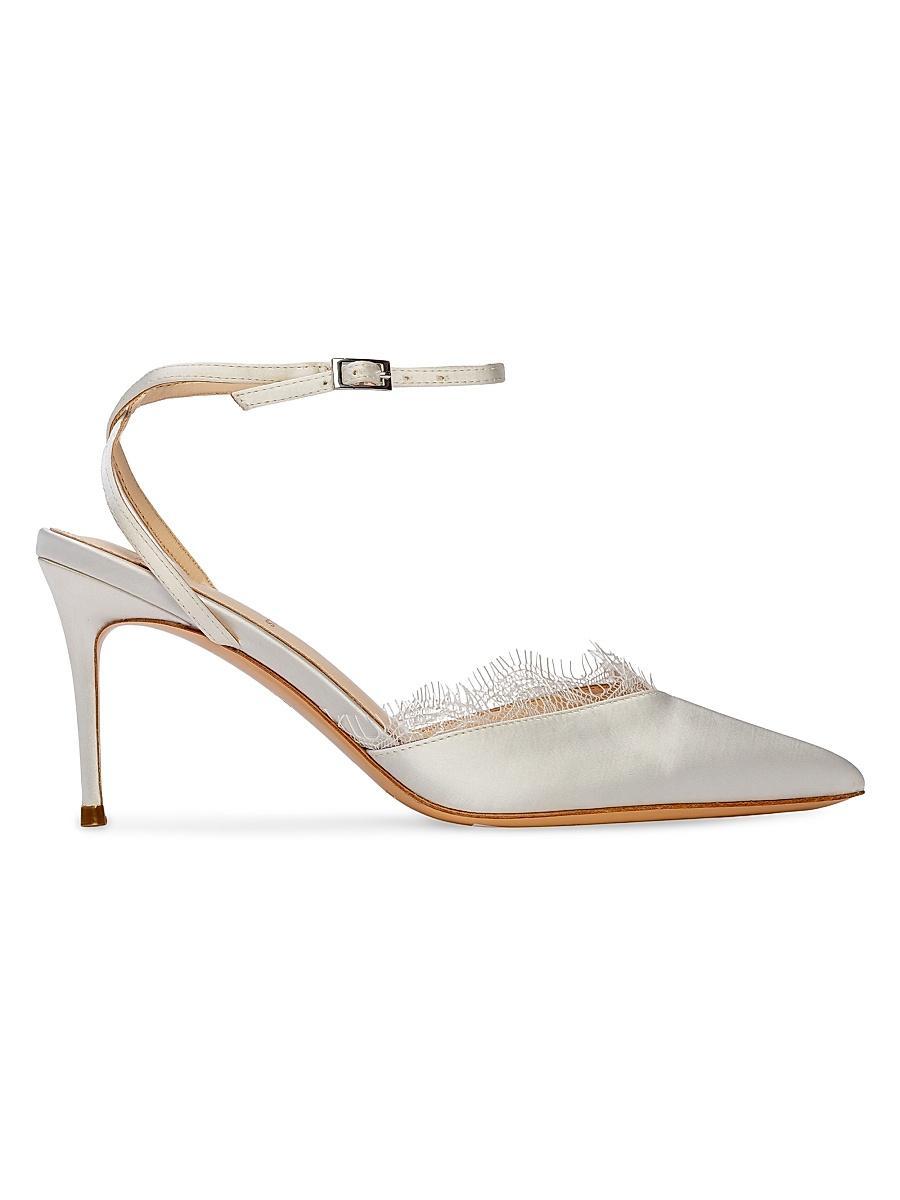 Black Suede Studio Womens Lacey Ankle Strap Pumps Product Image