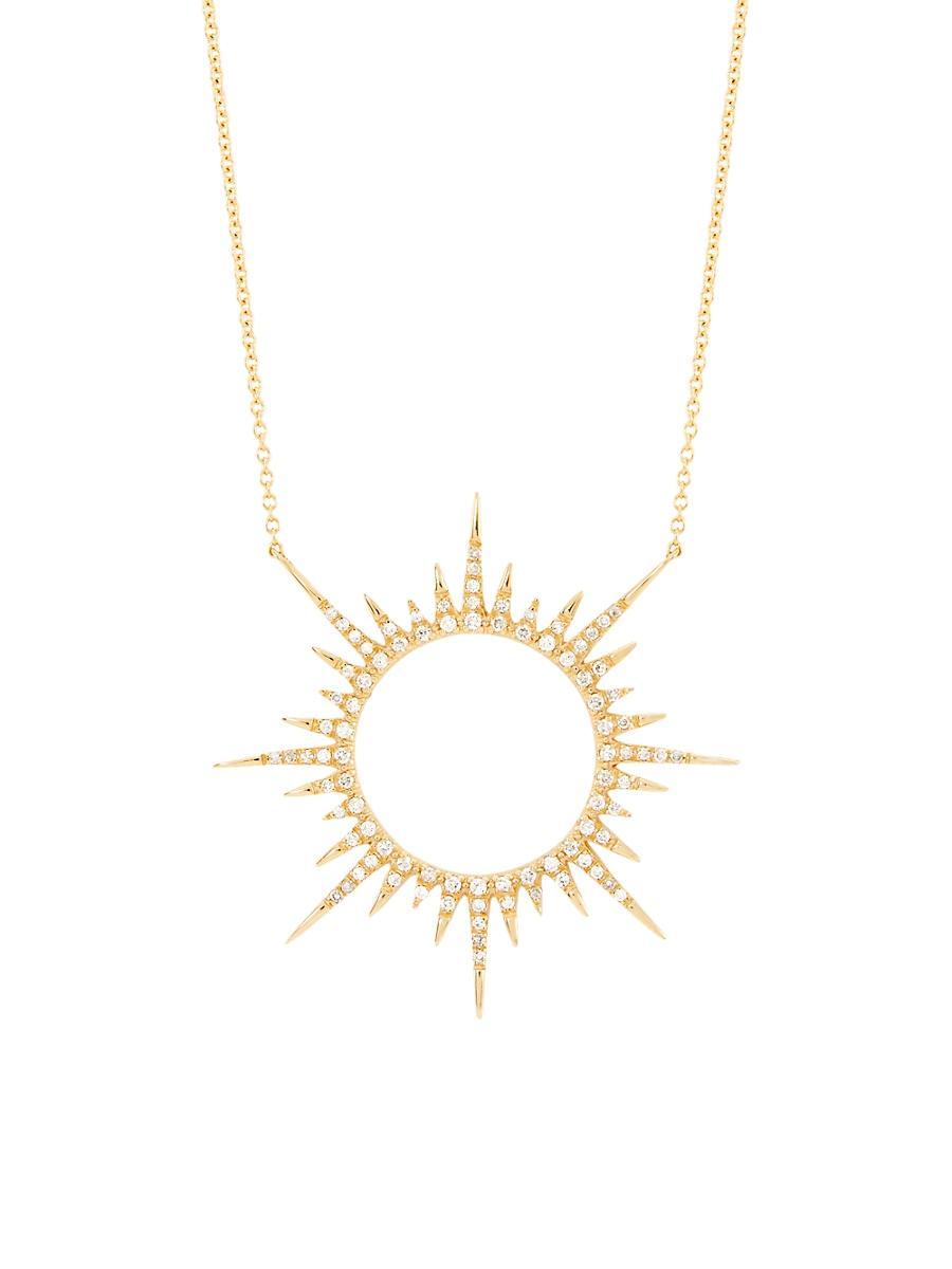Womens 14K Yellow Gold & 0.42 TCW Diamond Open Starburst Pendant Necklace Product Image