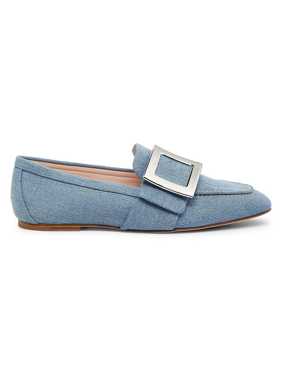 Denim Buckle Slip-On Loafers Product Image