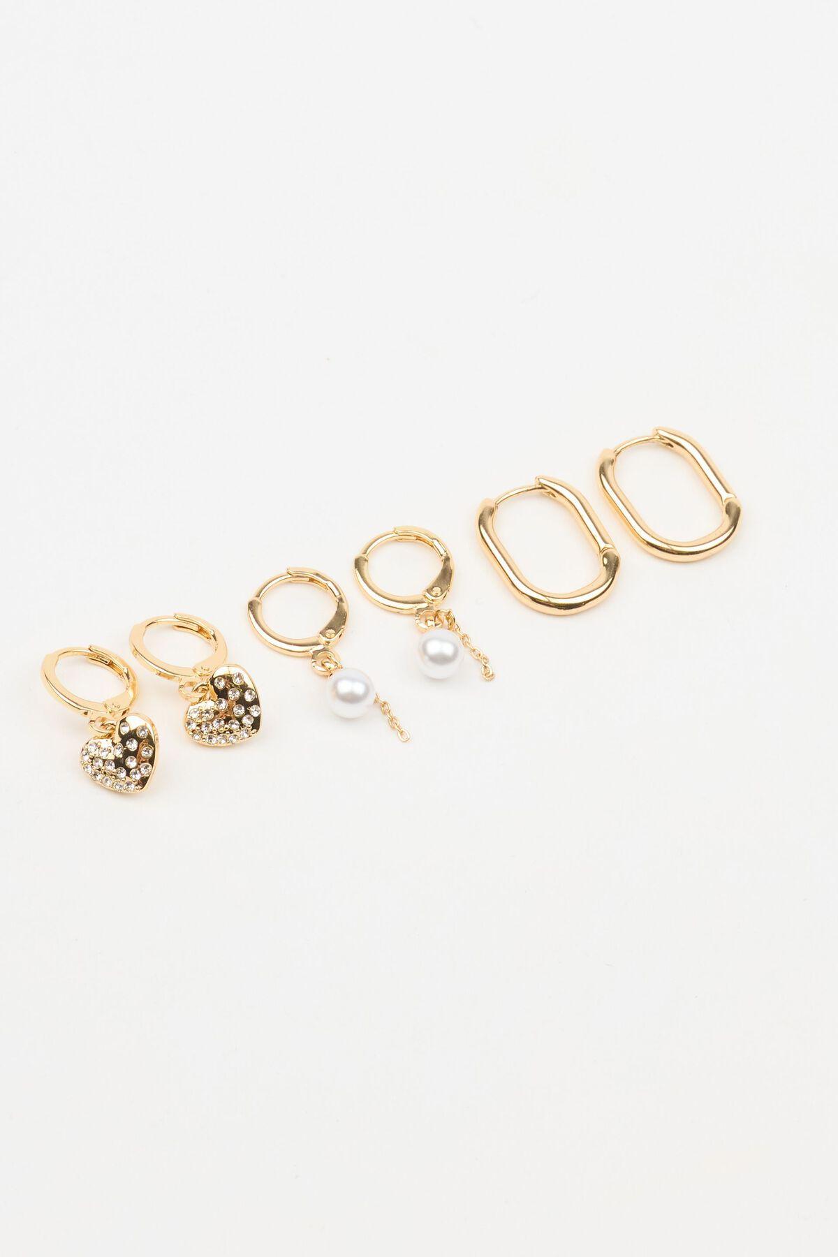 3 Pack Pearl & Heart Earrings Product Image