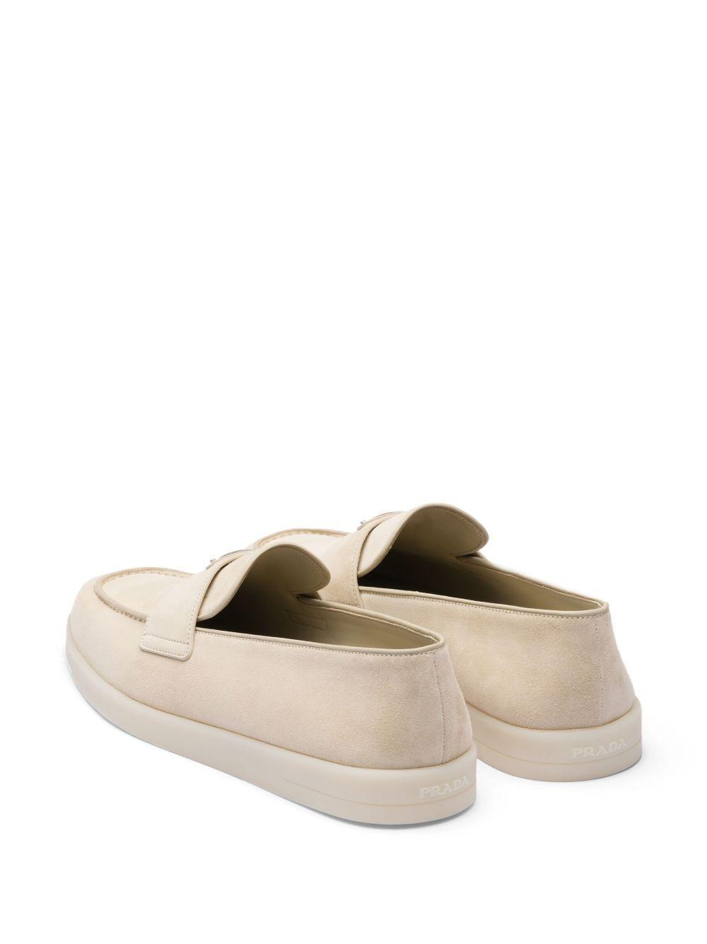 enamel triangle logo-plaque suede loafers Product Image