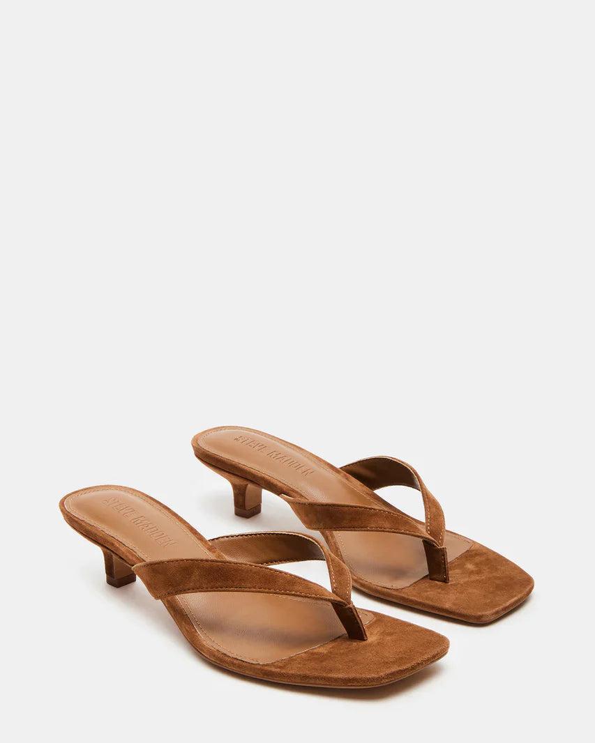 Tracie Chestnut Suede Thong Strap Kitten Heels Product Image