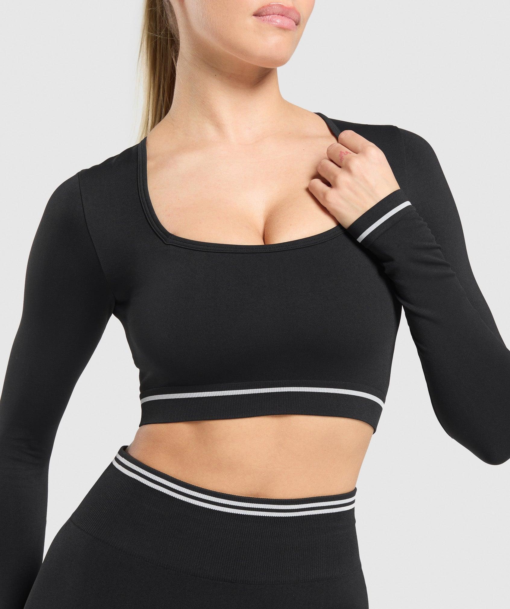 Gymshark Contrast Seamless Crop Top - Black Female Product Image
