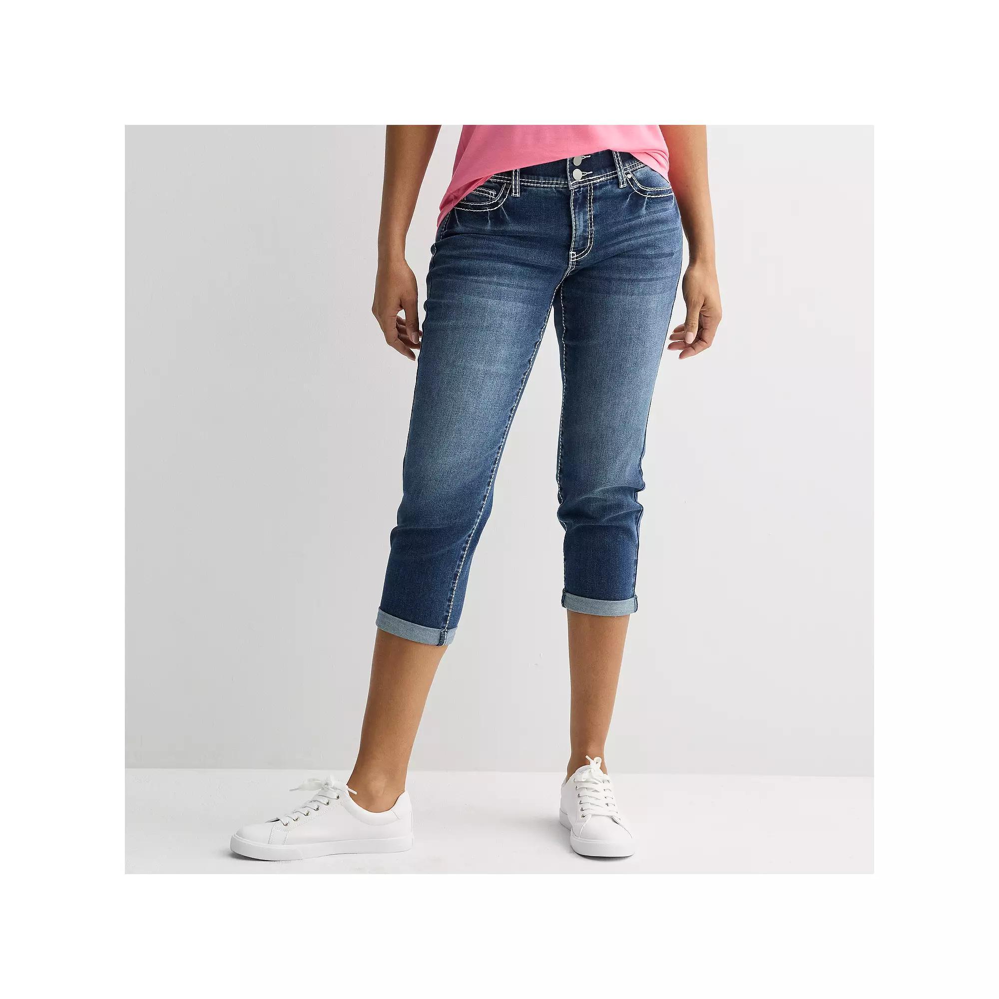 Women's Apt. 9® Tummy Control Capri Jeans, Size: 4 Avg/Reg, Dark Blue Product Image