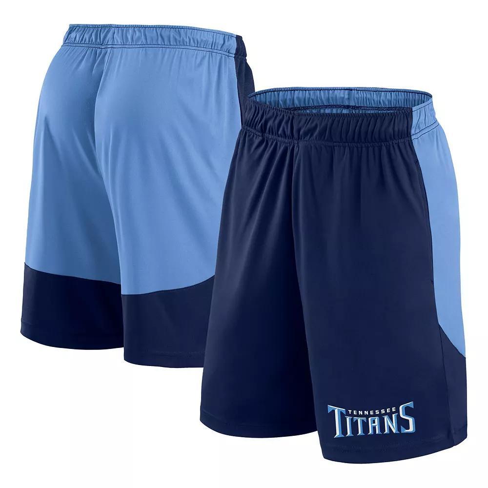 Men's Fanatics Navy/Light Blue Tennessee Titans Launch Polyester Shorts, Size: 2XL Product Image