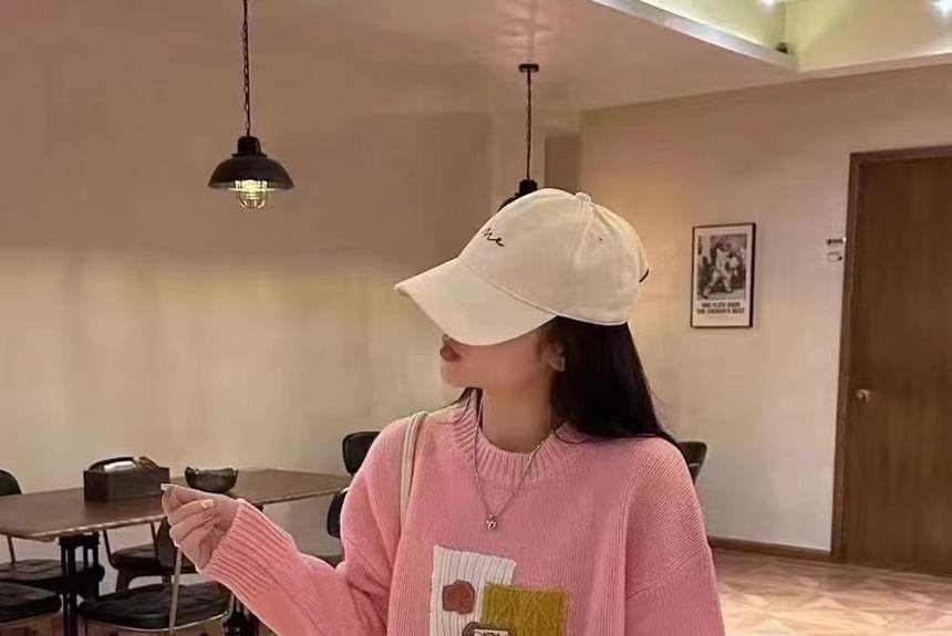 Crew Neck Patchwork Oversized Sweater Product Image